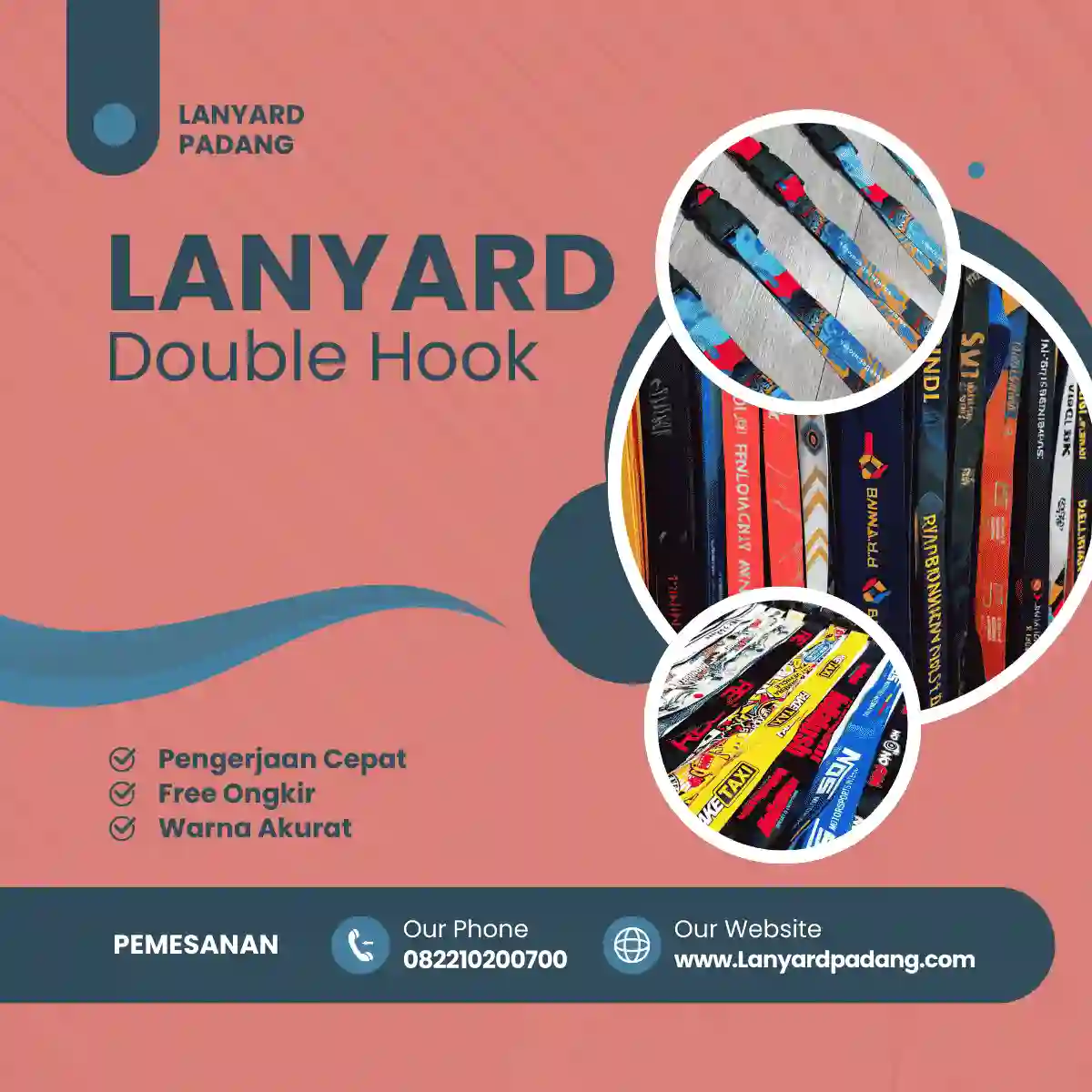 Tali Lanyard Double Hook Bahan Tissue di Padang